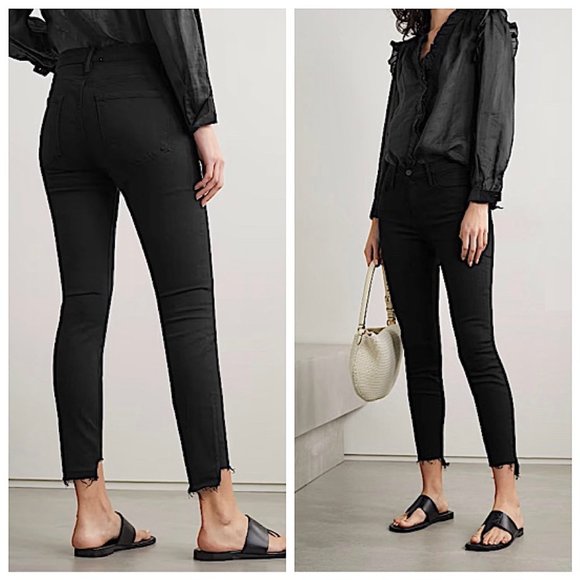 Frame Denim Denim - Frame Le Skinny de Jeanne Raw Stagger Jeans in Black Size 27